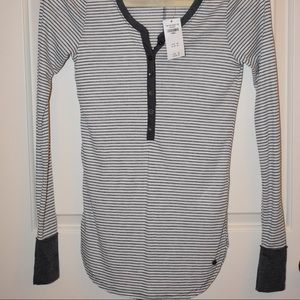 gray and white striped long sleeve